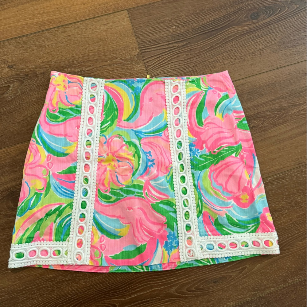 Lilly Pulitzer Pink and Green Floral Skirt